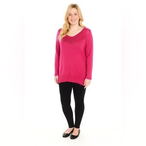 New York & Company Hi Low Pink Knit Top Medium
